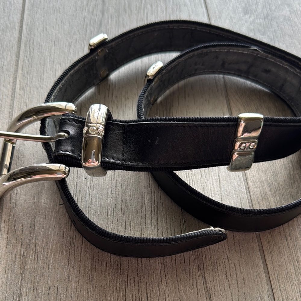 Mondi Black Leather Belt with Silver Accents 42 Germany , Leather